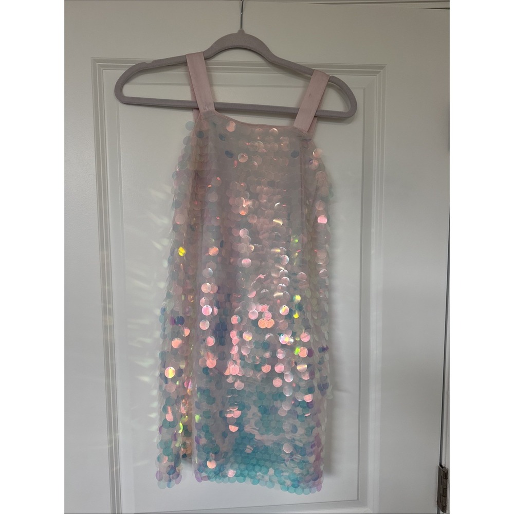 Allison & Kelly Girls Pink Fancy Sequin Dress Size 10 Formal Sleeveless Shift